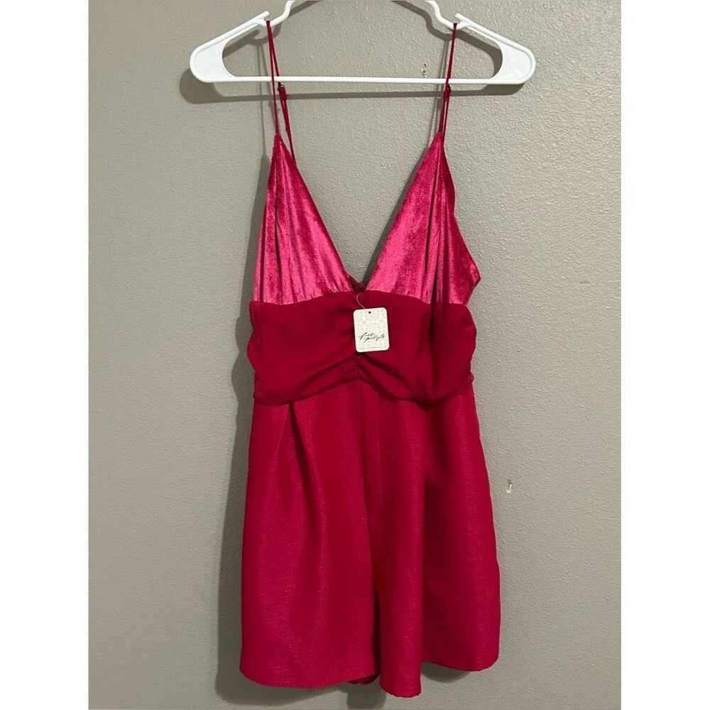 NEW Free People Skylie Saylor Pink Colorblock Going Out Romper Women’s Size 12